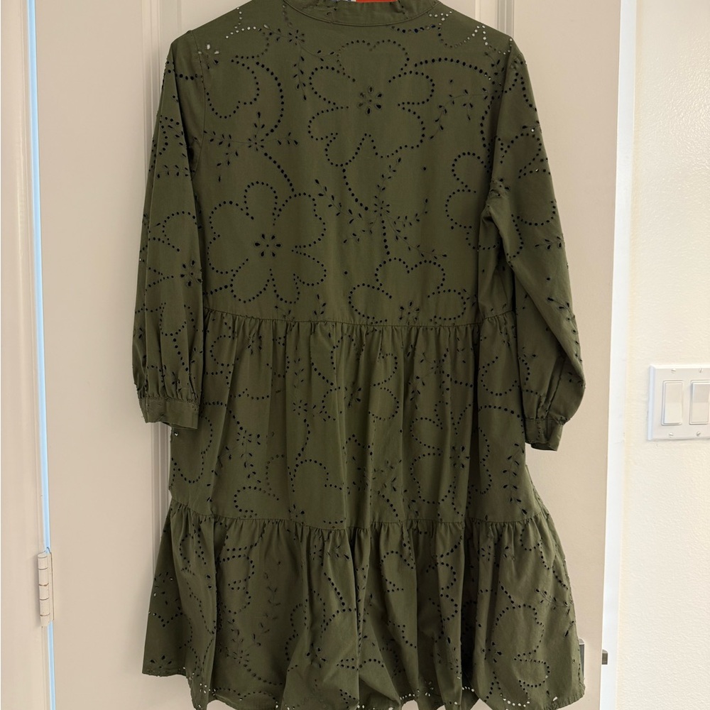 Zara olive Eyelet Dress - Picture 3 of 5